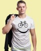 rower uśmiech, biała męska koszulka rowerowa z nadrukiem, na rower, na co dzień, na prezent, fajna koszulka dla chłopaka, rower, rowerzysta.jpg
