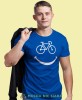 rower uśmiech, niebieska męska koszulka rowerowa z nadrukiem, na rower, na co dzień, na prezent, fajna koszulka dla chłopaka, rower, rowerzysta.jpg