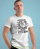 rower moim życiem, biała męska koszulka rowerowa z nadrukiem, na rower, na co dzień, na prezent, fajna koszulka dla chłopaka, rower, rowerzysta.jpg