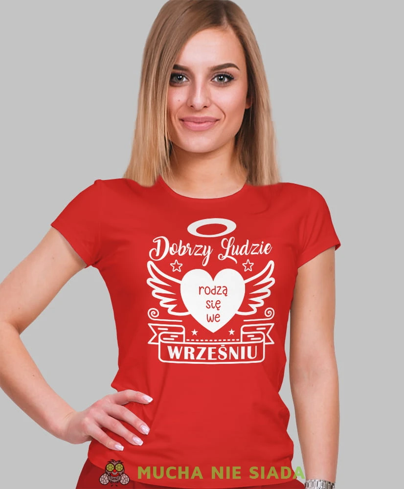 dobrzy ludzie rodzą się... czerwona damska koszulka urodzinowa z nadrukiem, na urodziny, na prezent.jpg