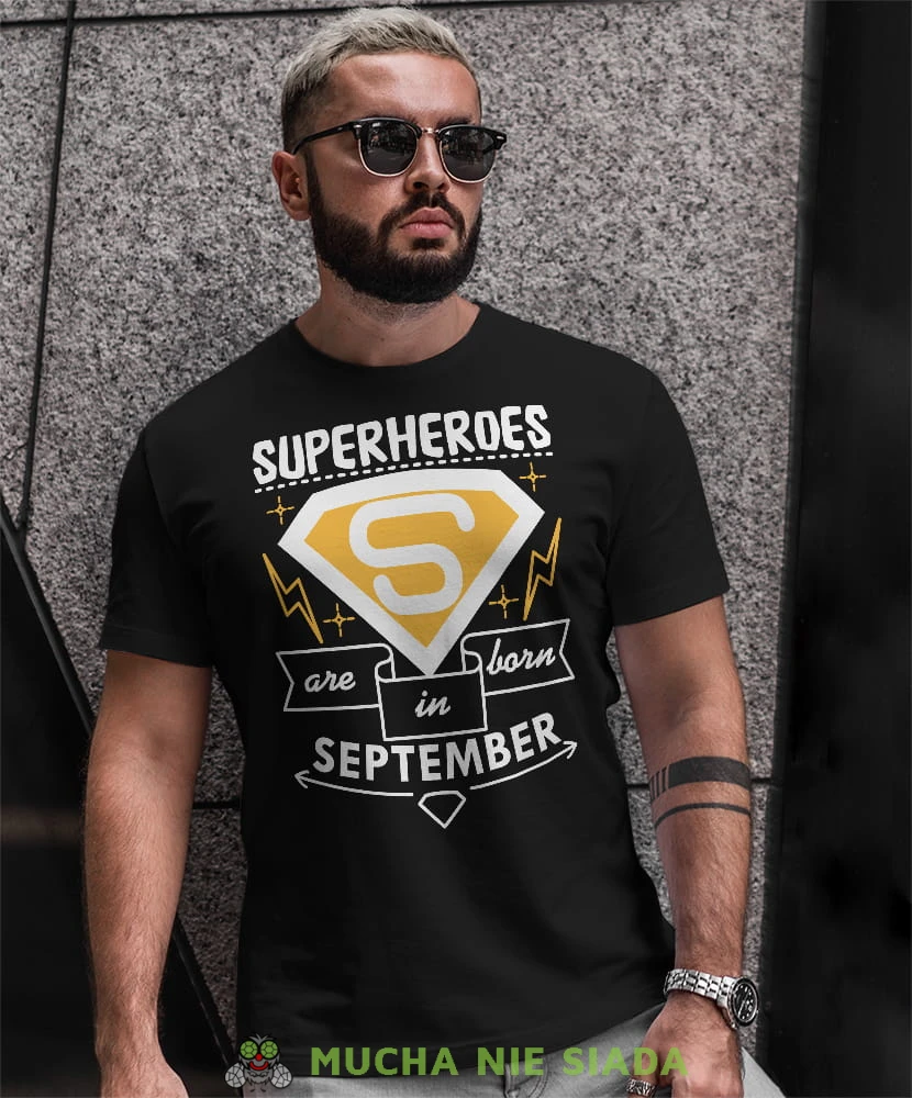 superheroes are born in... czarna męska koszulka urodzinowa, na urodziny, na prezent.jpg