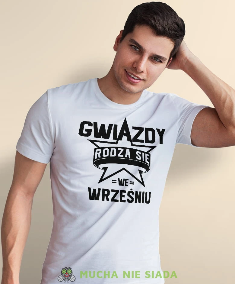 gwiazdy rodzą się... biała męska koszulka urodzinowa, na urodziny, na prezent.jpg