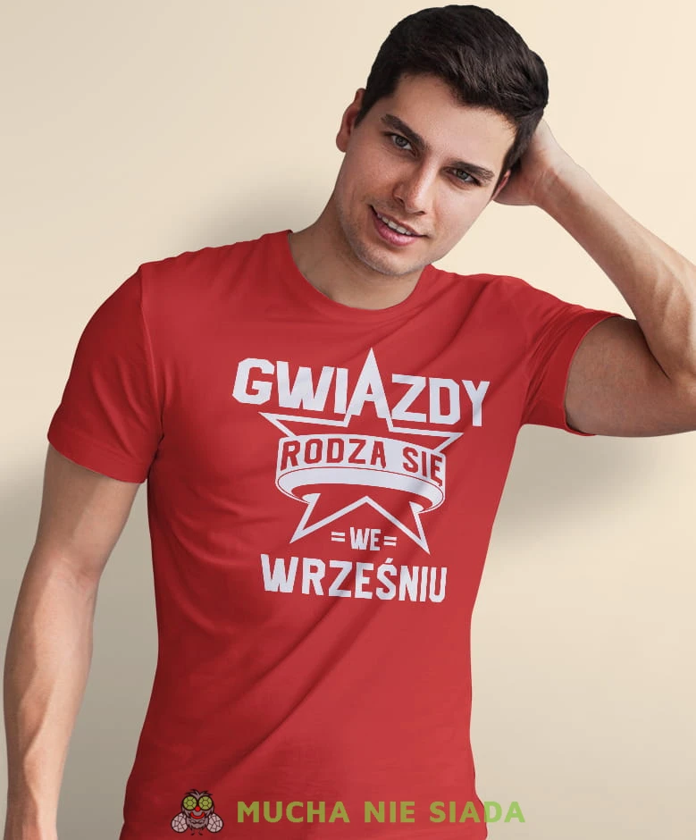 gwiazdy rodzą się... czerwona męska koszulka urodzinowa, na urodziny, na prezent.jpg