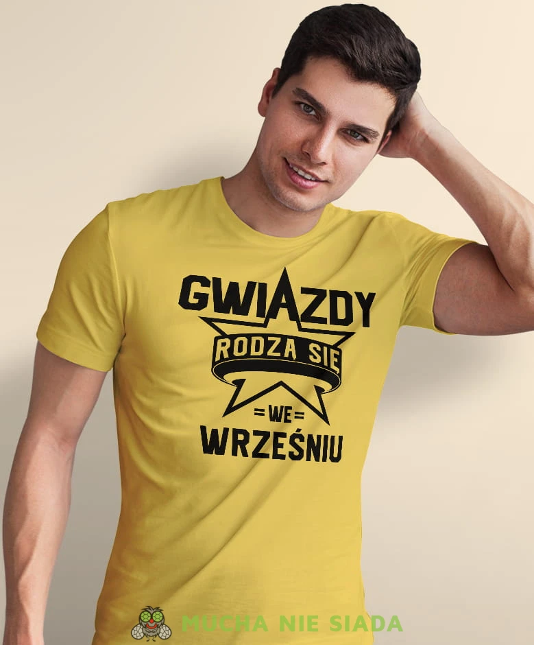 gwiazdy rodzą się... żółta męska koszulka urodzinowa, na urodziny, na prezent.jpg