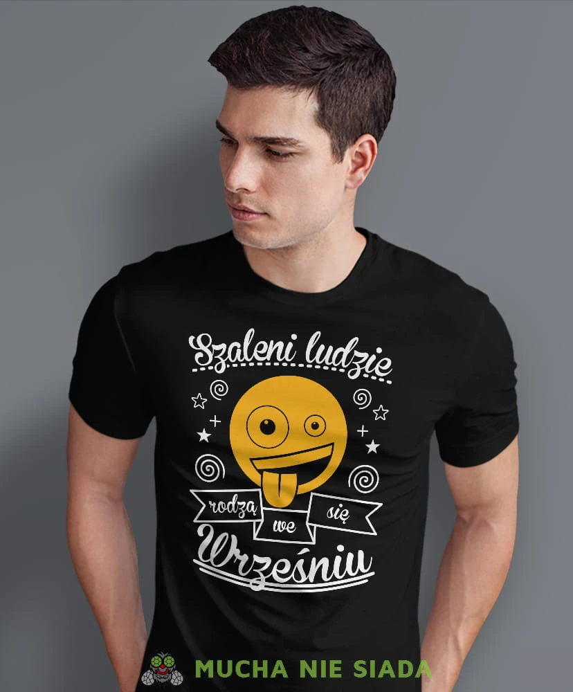 szaleni ludzie rodzą się... czarna męska koszulka urodzinowa, na urodziny, na prezent.jpg