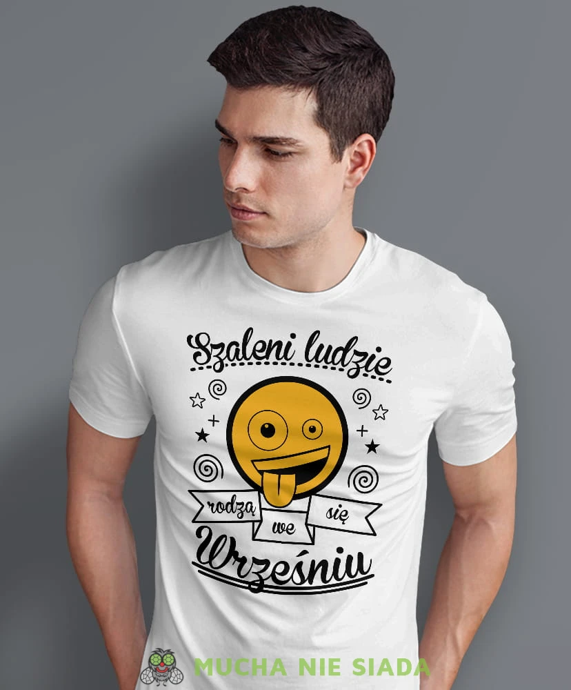 szaleni ludzie rodzą się... biała męska koszulka urodzinowa, na urodziny, na prezent.jpg