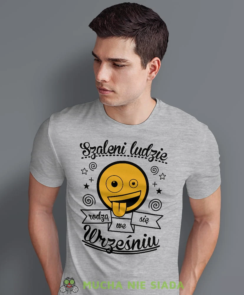 szaleni ludzie rodzą się... szara męska koszulka urodzinowa, na urodziny, na prezent.jpg