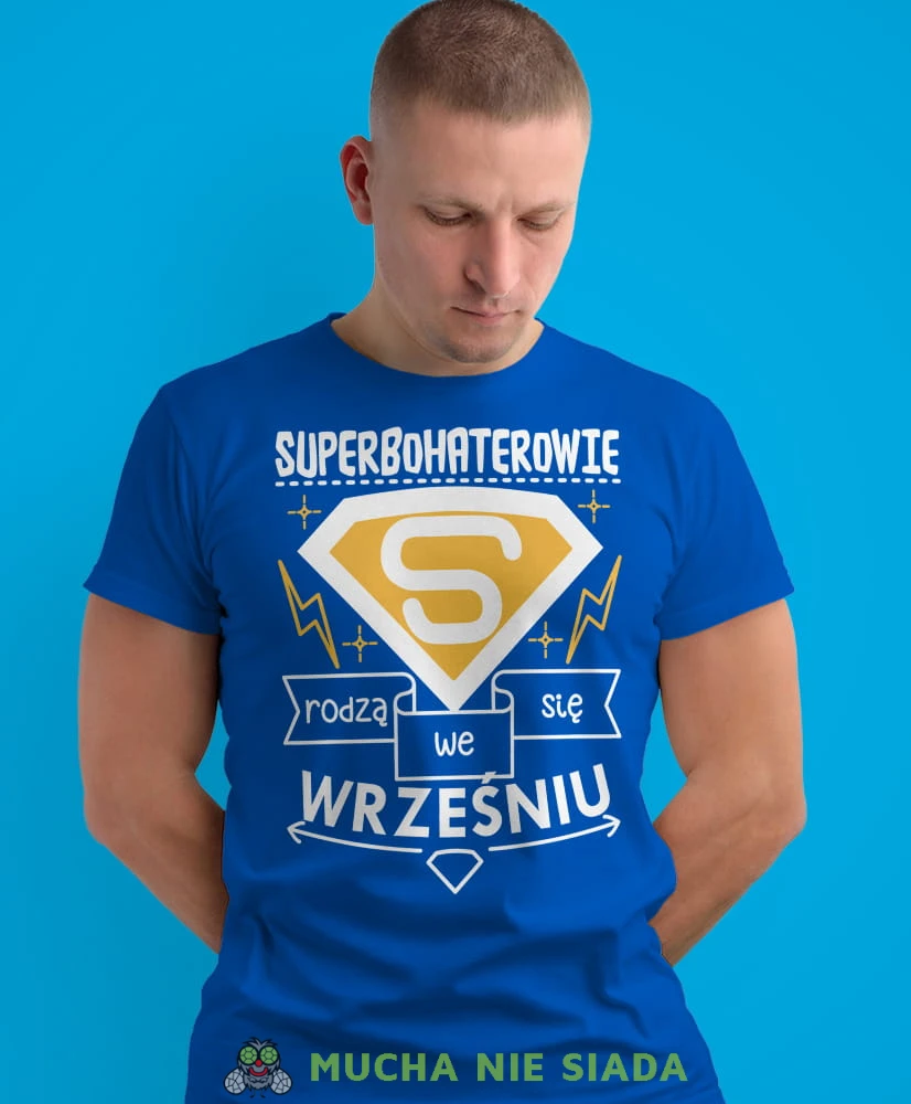 superbohaterowie rodzą się... niebieska męska koszulka urodzinowa, na urodziny, na prezent.jpg