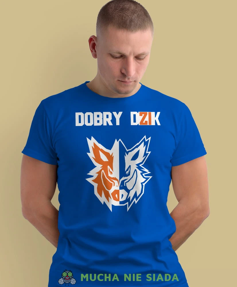 dobry dik głowa dzika, niebieska koszulka na siłownię, męska koszulka, koszulka sportowa, na sport, gym, na siłownię.jpg