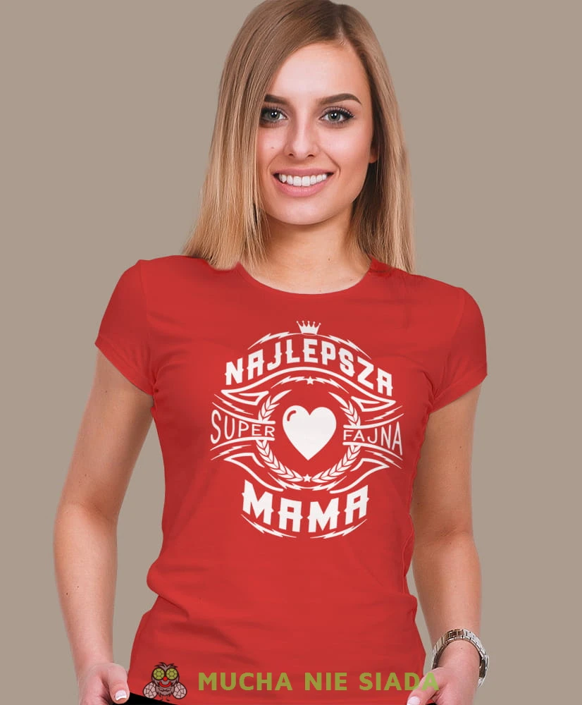 najlepsza super fajna mama, czerwona koszulka dla mamy, prezent dla mamy, na prezent, fajna koszulka, dzień mamy.jpg