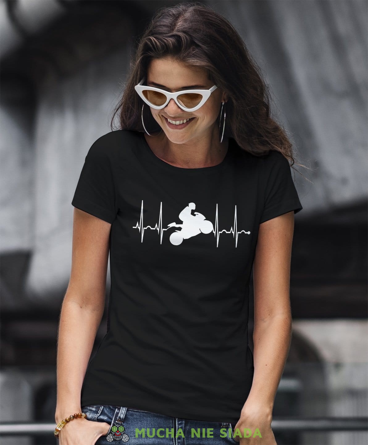Biker heartbeat Damska koszulka motocyklowa