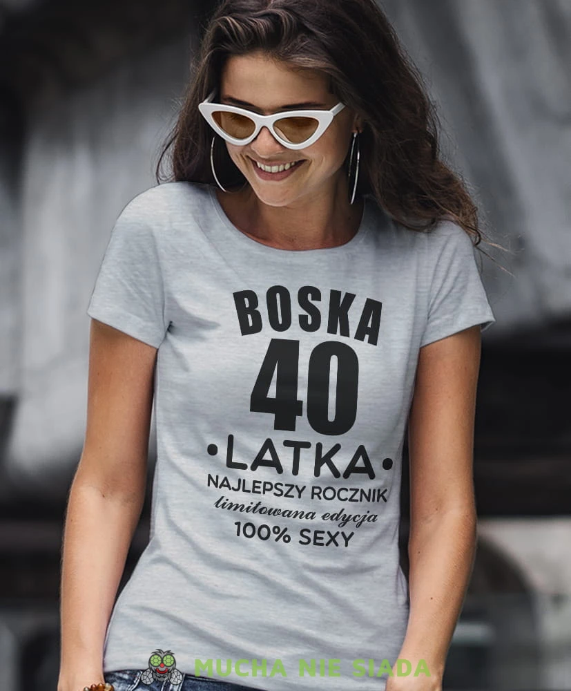 boska limitowana edycja 100% sexy, szara damska koszulka urodzinowa z nadrukiem, na urodziny, na prezent.jpg