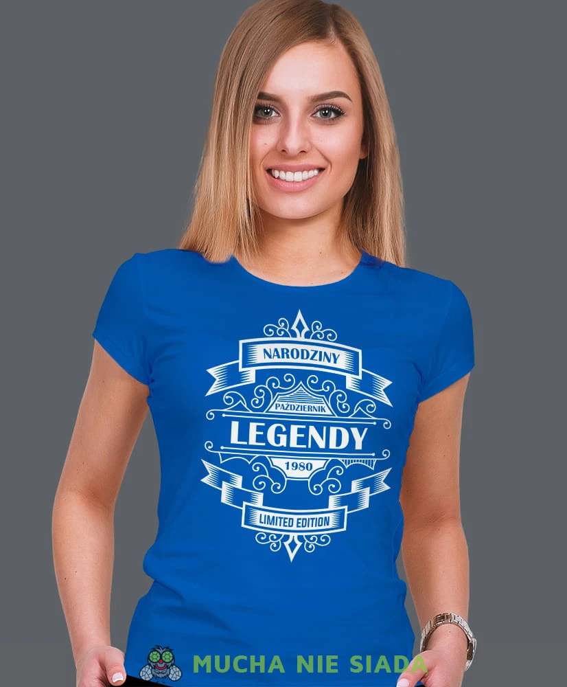 narodziny legendy limited edition, niebieska damska koszulka urodzinowa z nadrukiem, na urodziny, na prezent.jpg