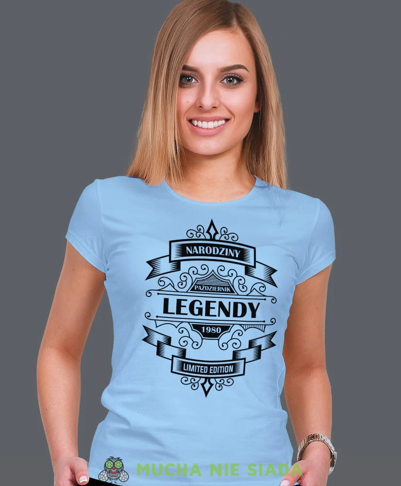 narodziny legendy limited edition, jasnoniebieska damska koszulka urodzinowa z nadrukiem, na urodziny, na prezent.jpg