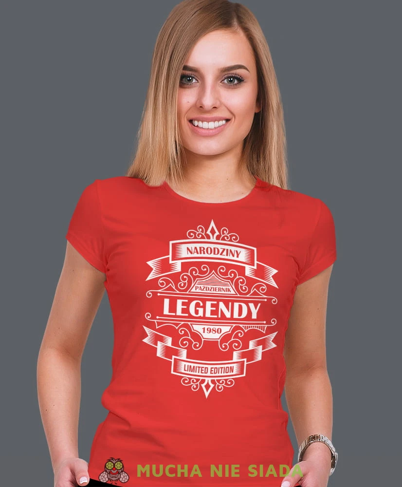 narodziny legendy limited edition, czerwona damska koszulka urodzinowa z nadrukiem, na urodziny, na prezent.jpg