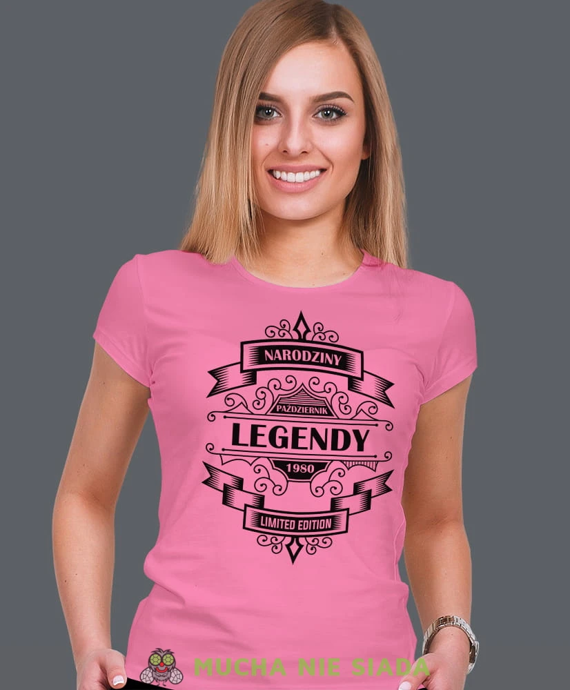 narodziny legendy limited edition, różowa damska koszulka urodzinowa z nadrukiem, na urodziny, na prezent.jpg