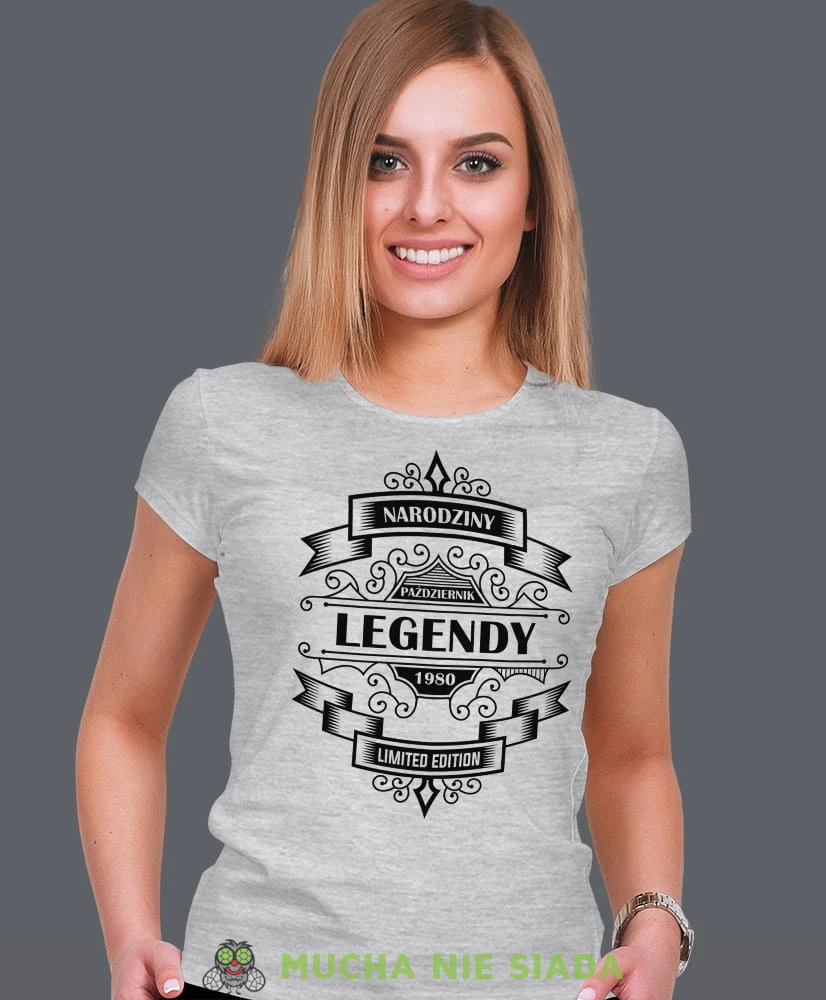 narodziny legendy limited edition, szara damska koszulka urodzinowa z nadrukiem, na urodziny, na prezent.jpg
