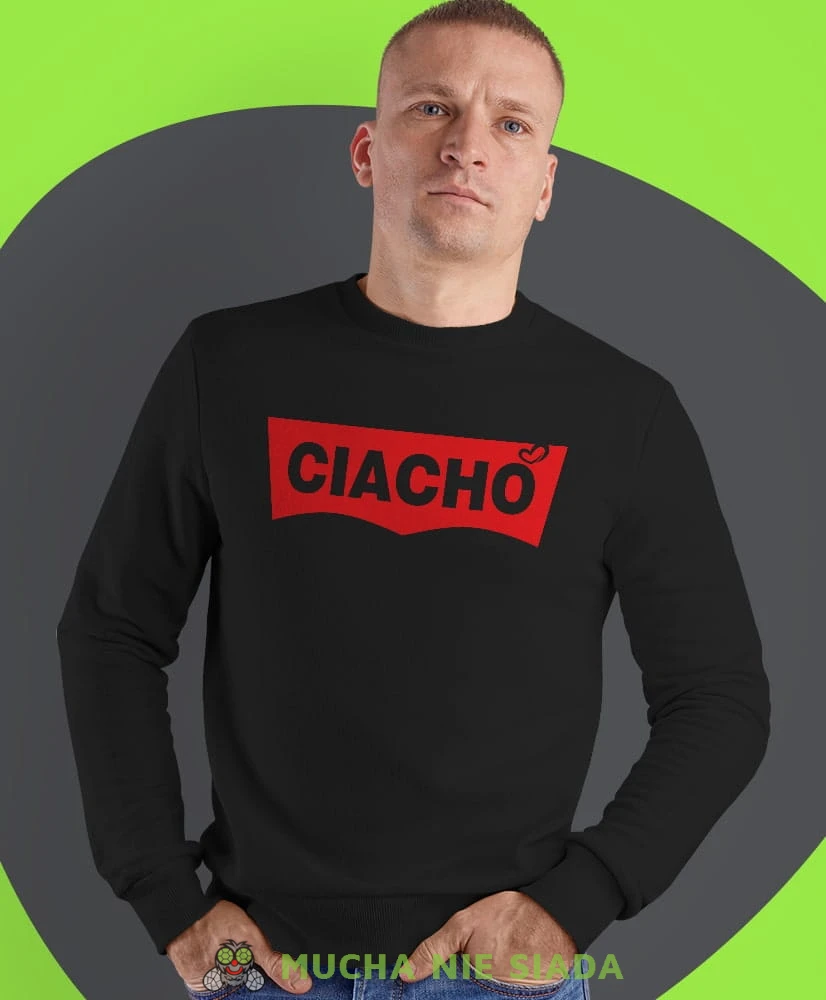 ciacho, czarna męska bluza bez kaptura, fajna bluza, na prezent, dla chłopaka, dla męża, dla niego, mucha nie siada-min.jpg