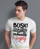 boski mądry zabawny i zajęty, biała męska koszulka z nadrukiem na co dzień, na prezent, fajna koszulka, dla chłopaka, dla męża, dla kolegi, mucha nie siada.jpg