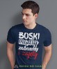 boski mądry zabawny i zajęty, granatowa męska koszulka z nadrukiem na co dzień, na prezent, fajna koszulka, dla chłopaka, dla męża, dla kolegi, mucha nie siada.jpg