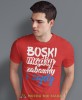 boski mądry zabawny i zajęty, czerwona męska koszulka z nadrukiem na co dzień, na prezent, fajna koszulka, dla chłopaka, dla męża, dla kolegi, mucha nie siada.jpg