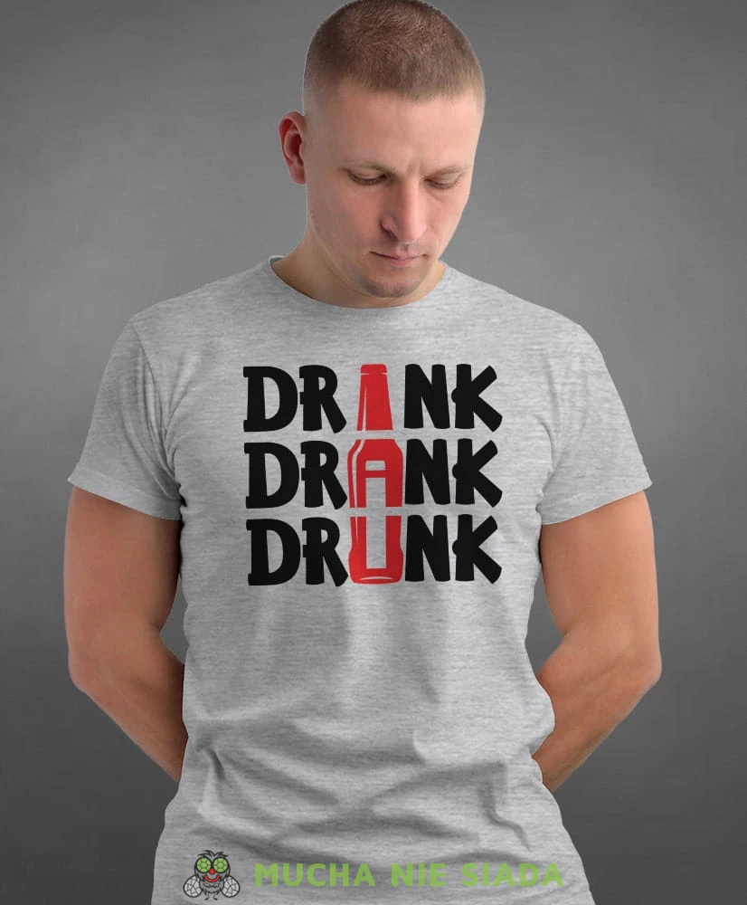 drink dank drunk, szara męska koszulka z nadrukiem na co dzień, na prezent, fajna koszulka, dla chłopaka, dla męża, dla kolegi, mucha nie siada-min.jpg