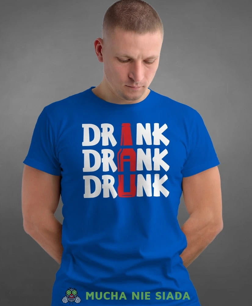drink dank drunk, niebieska męska koszulka z nadrukiem na co dzień, na prezent, fajna koszulka, dla chłopaka, dla męża, dla kolegi, mucha nie siada-min.jpg