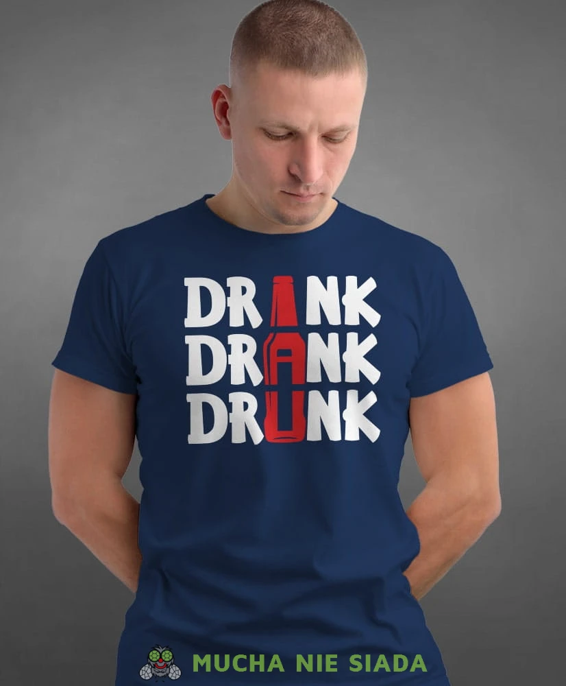 drink dank drunk, granatowa męska koszulka z nadrukiem na co dzień, na prezent, fajna koszulka, dla chłopaka, dla męża, dla kolegi, mucha nie siada-min.jpg