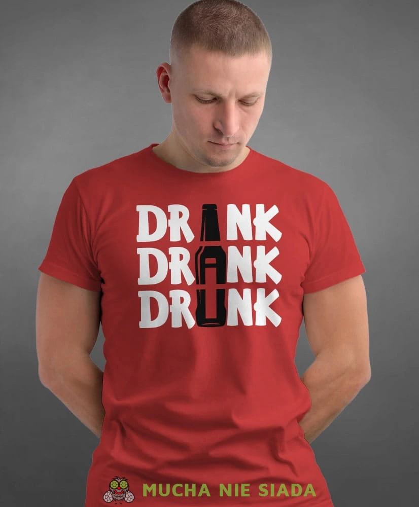 drink dank drunk, czerwona męska koszulka z nadrukiem na co dzień, na prezent, fajna koszulka, dla chłopaka, dla męża, dla kolegi, mucha nie siada-min.jpg