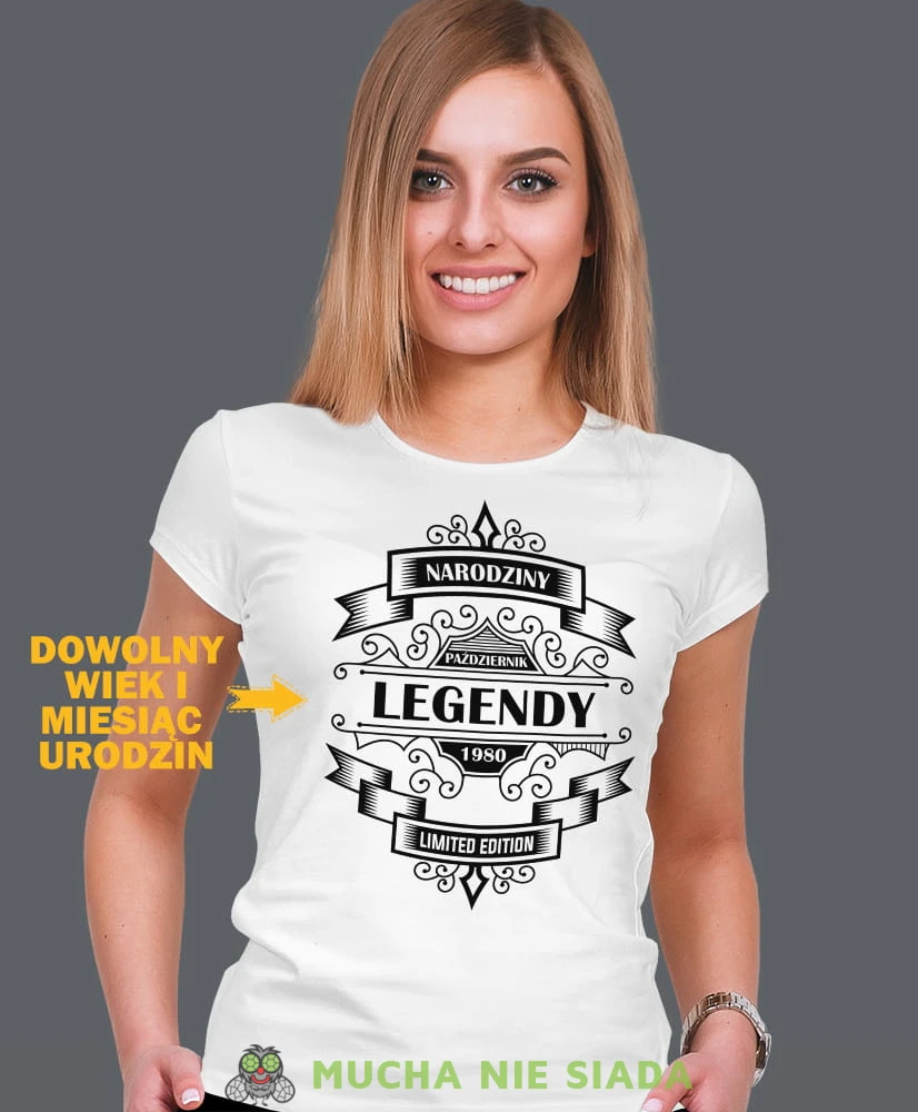 narodziny legendy limited edition, biała damska koszulka urodzinowa z nadrukiem, na urodziny, na prezent1.jpg