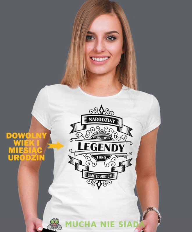 narodziny legendy limited edition, biała damska koszulka urodzinowa z nadrukiem, na urodziny, na prezent1.jpg