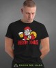 merry xmas mikołaj , czarna męska koszulka z nadrukiem na co dzień, na prezent, fajna koszulka, dla chłopaka, dla męża, mucha nie siada, koszulka świąteczna.jpg