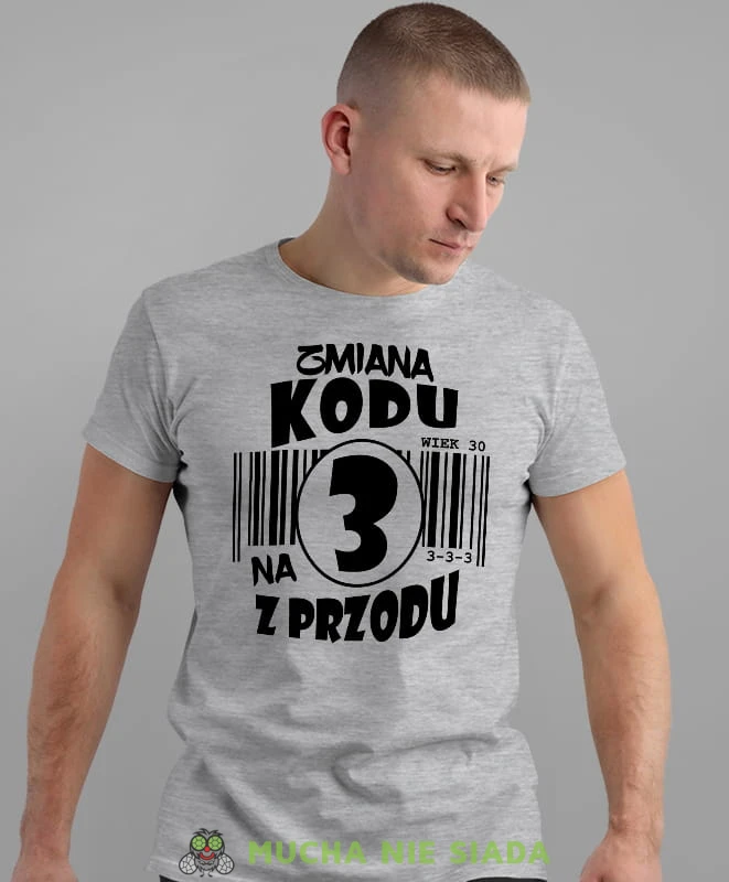 zmiana kodu na 2, 3, 4, 5, 6, 7 z przodu, szara męska koszulka urodzinowa, na urodziny, na prezent, fajna koszulka, dla chłopaka, dla męża.jpg