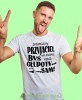 prawdziwy przyjaciel nie pozwoli byś robił głupoty sam, biała męska koszulka z nadrukiem na co dzień, na prezent, fajna koszulka, dla chłopaka, dla męża, mucha nie siada.jpg