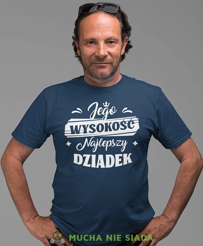 jego wysokość najlepszy dziadek, granatowa koszulka męska dla dziadka, na urodziny, na dzień dziadka, na prezent.jpg