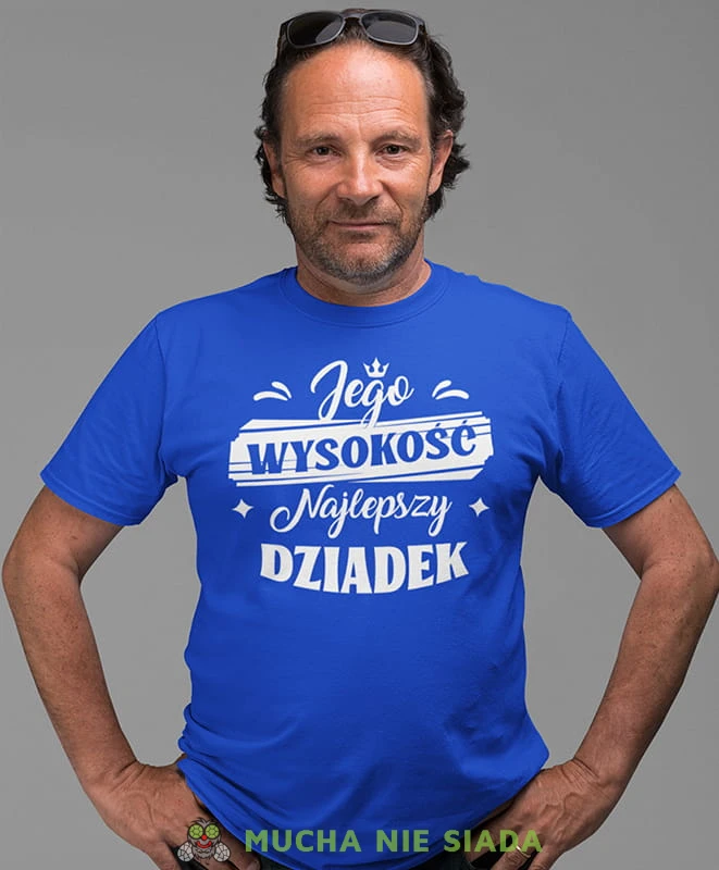 jego wysokość najlepszy dziadek, niebieska koszulka męska dla dziadka, na urodziny, na dzień dziadka, na prezent.jpg