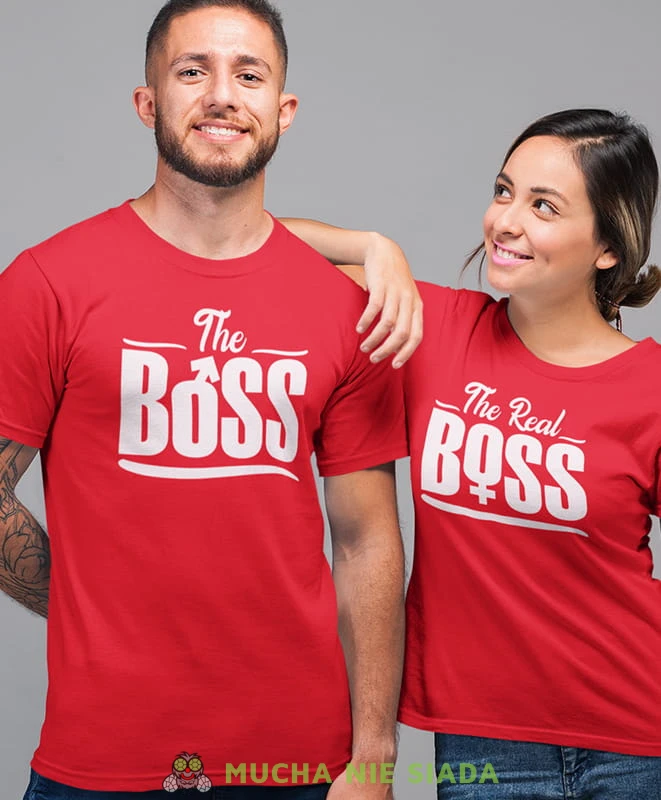the boss the real boss, czerwone koszulki dla par, dla męża, dla żony, walentynki, fajne koszulki, t-shirty dla par, dla chłopaka, dla dziewczyny, mucha nie siada.jpg