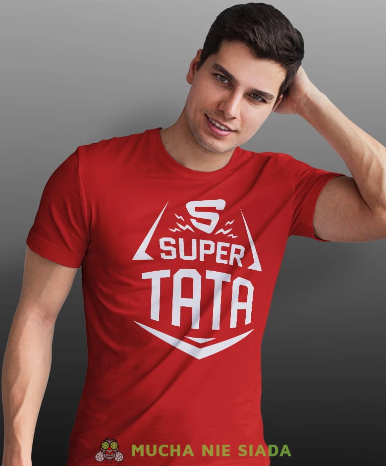 s super tata, czerwona koszulka, dzień taty, koszulka dla ojca, koszulka na dzień ojca, t-shirt dla taty, prezent dla taty, koszulka męska, mucha nie siada.jpg
