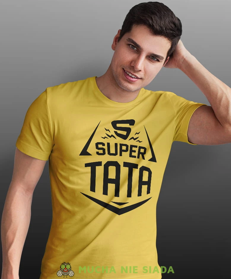 s super tata, żółta koszulka, dzień taty, koszulka dla ojca, koszulka na dzień ojca, t-shirt dla taty, prezent dla taty, koszulka męska, mucha nie siada.jpg