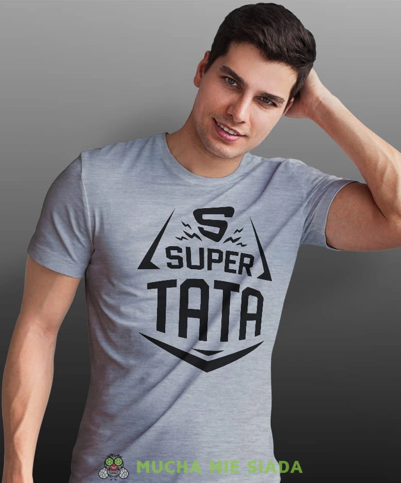 s super tata, szara koszulka, dzień taty, koszulka dla ojca, koszulka na dzień ojca, t-shirt dla taty, prezent dla taty, koszulka męska, mucha nie siada.jpg