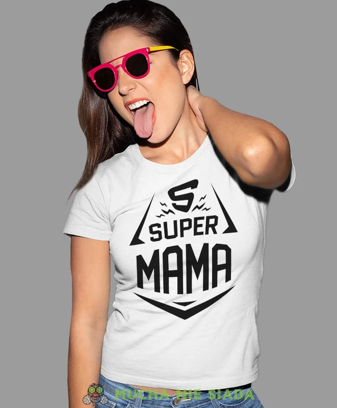 Super Mama koszulka dla mamy, biała koszulka, mama, na prezent dla mamy, na prezent, koszulki dla mamy, dzień matki, mucha nie siada.jpg