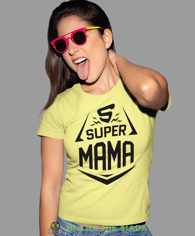 Super Mama koszulka dla mamy, żółta koszulka, mama, na prezent dla mamy, na prezent, koszulki dla mamy, dzień matki, mucha nie siada.jpg