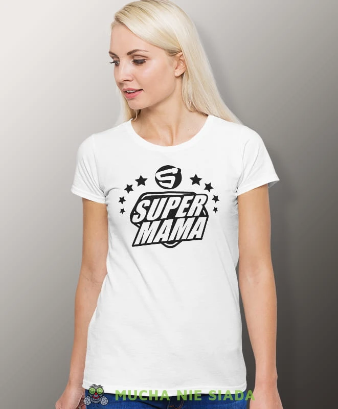 S jak Super Mama, biała koszulka dla mamy, mama, na prezent dla mamy, na prezent, koszulki dla mamy, dzień matki, mucha nie siada.jpg