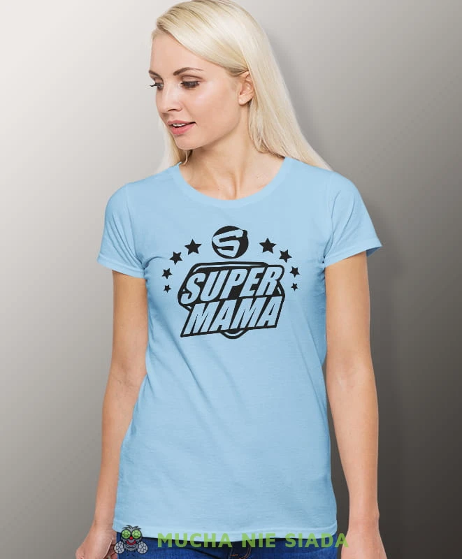 S jak Super Mama, jasnoniebieska koszulka dla mamy, mama, na prezent dla mamy, na prezent, koszulki dla mamy, dzień matki, mucha nie siada.jpg