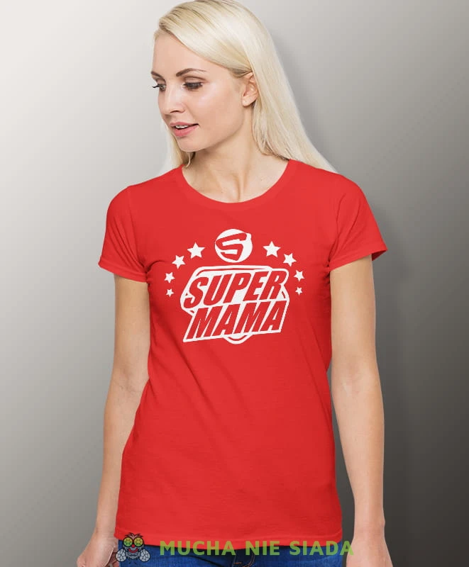 S jak Super Mama, czerwona koszulka dla mamy, mama, na prezent dla mamy, na prezent, koszulki dla mamy, dzień matki, mucha nie siada.jpg