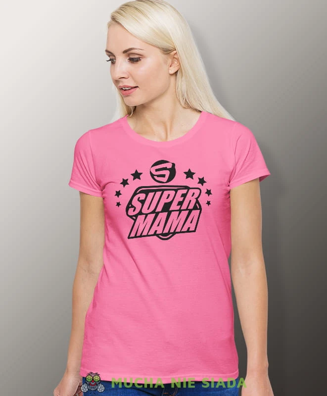 S jak Super Mama, różowa koszulka dla mamy, mama, na prezent dla mamy, na prezent, koszulki dla mamy, dzień matki, mucha nie siada.jpg