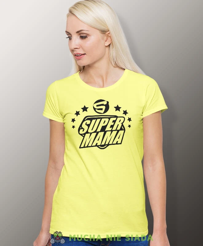 S jak Super Mama, żółta koszulka dla mamy, mama, na prezent dla mamy, na prezent, koszulki dla mamy, dzień matki, mucha nie siada.jpg