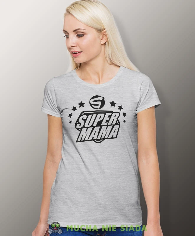 S jak Super Mama, szara koszulka dla mamy, mama, na prezent dla mamy, na prezent, koszulki dla mamy, dzień matki, mucha nie siada.jpg