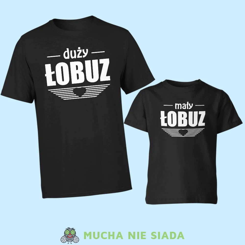 duży łobuz mały łobuz, zestaw czarnych koszulek dla taty i syna, na prezent, fajne koszulki, mucha nie siada, rodzina.jpg
