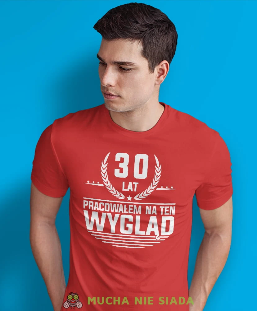 20, 30, 40,50,60,70 lat pracowałem na ten wygląd, czerwona męska koszulka urodzinowa, na urodziny, na prezent, fajna koszulka, dla chłopaka, dla męża-min.jpg